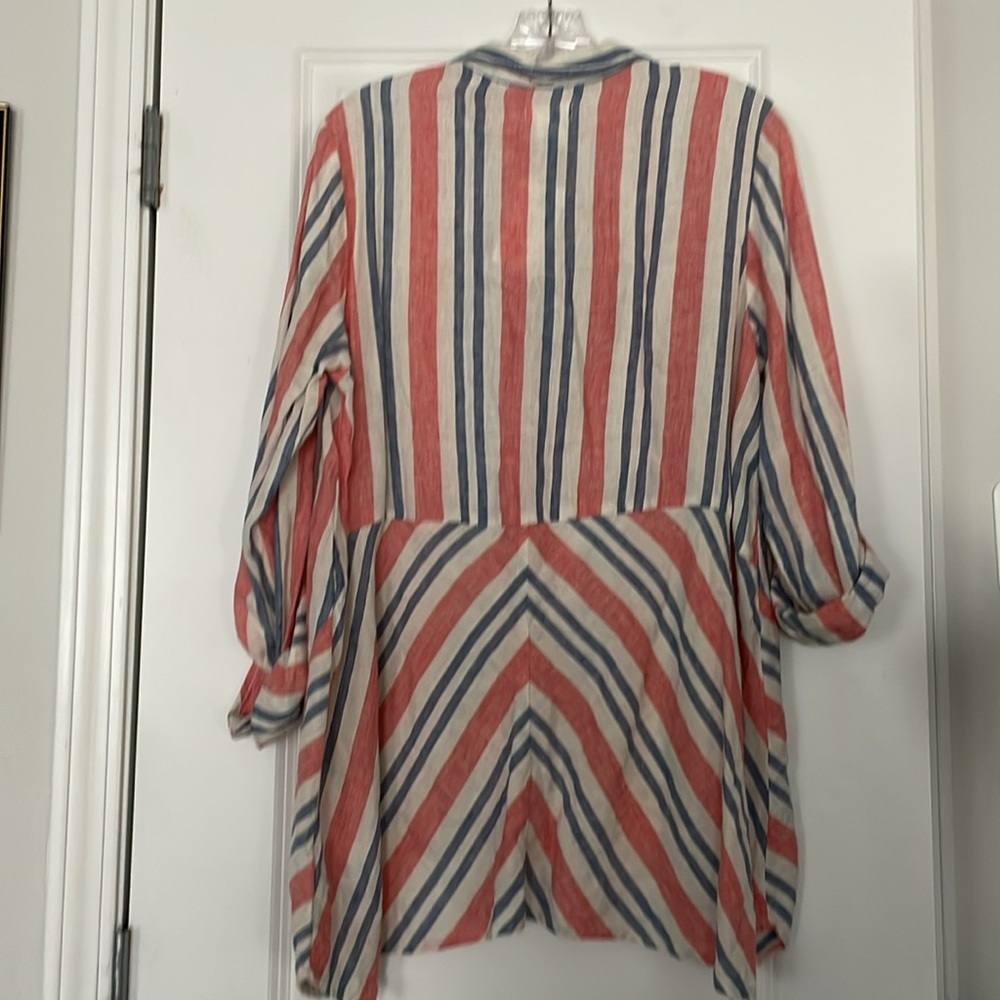 Artisan NY Women’s Multicolor Striped Tunic Size M All Linen Boho Artisenal NWT